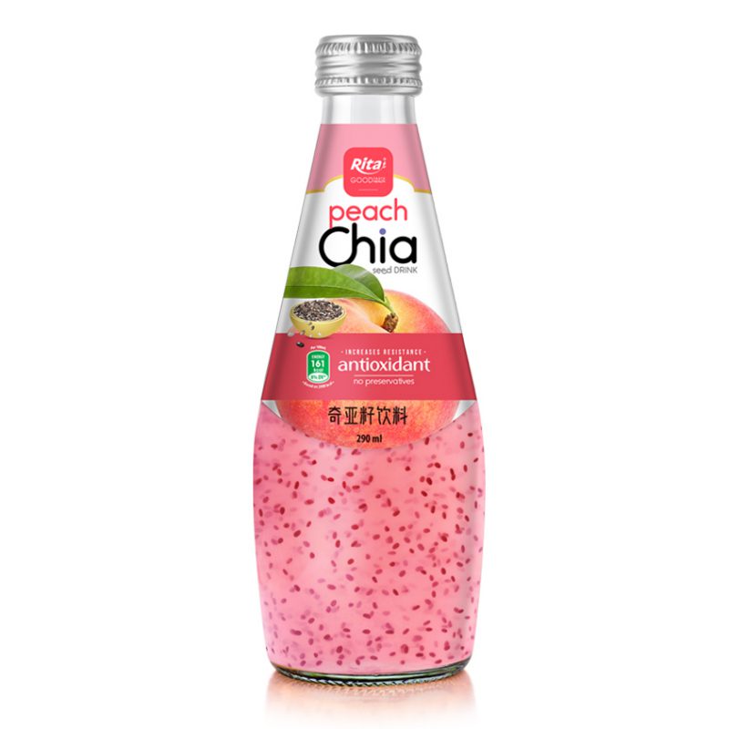 Rita Brand Chia Seed Drink With Peach Flavor 290ml Glass Bottle