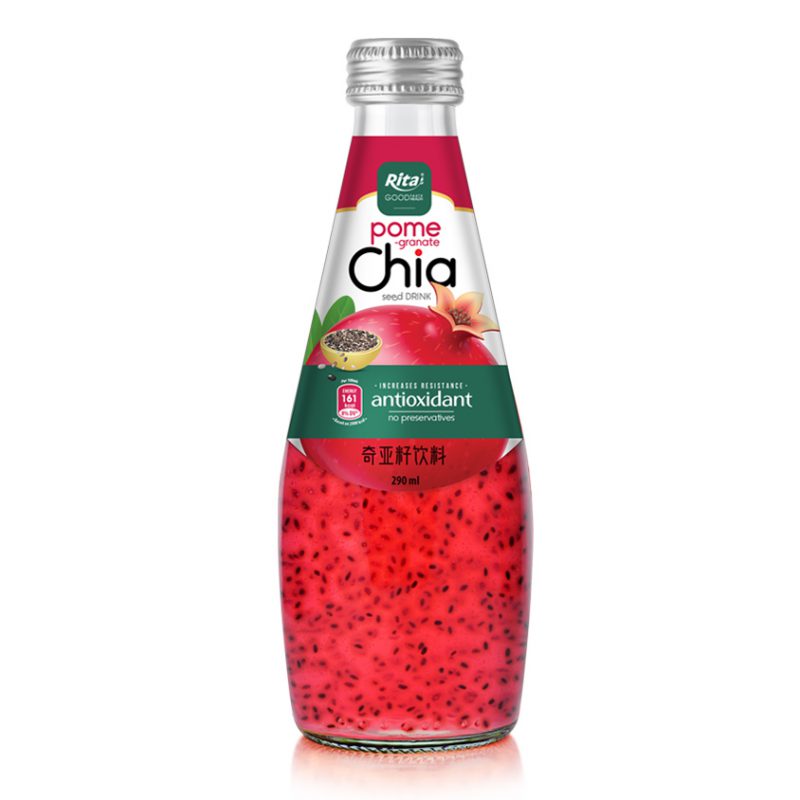 Rita Chia Seed Drink With Pomegranate Flavor 290ml Glass Bottle
