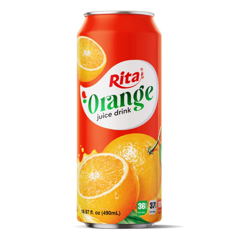 Rita Brand Real Fruit Orange Juice Drink 490ml Cans
