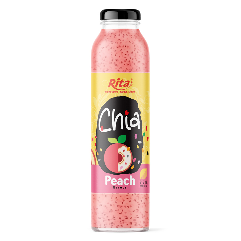 10.6 fl oz glass bottle chia seeds peach juice and water 10.6 fl oz glass bottle chia seeds peach juice and water