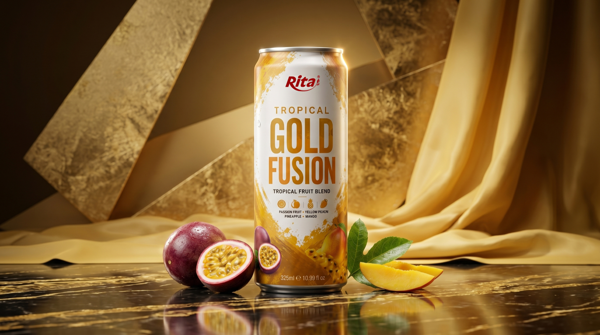Tropical Gold Fusion Fruit Blend In 10.99 Fl Oz (325ml) Cans Poster 2