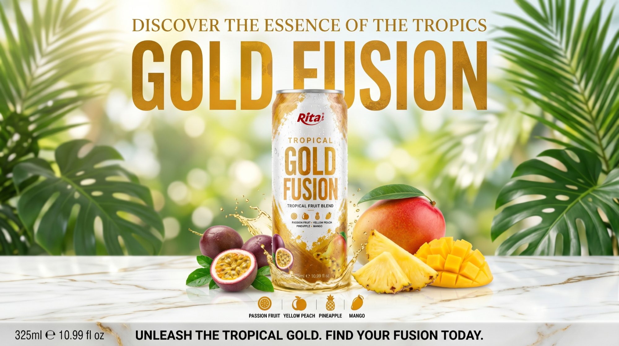 Tropical Gold Fusion Fruit Blend In 10.99 Fl Oz (325ml) Cans Poster 1