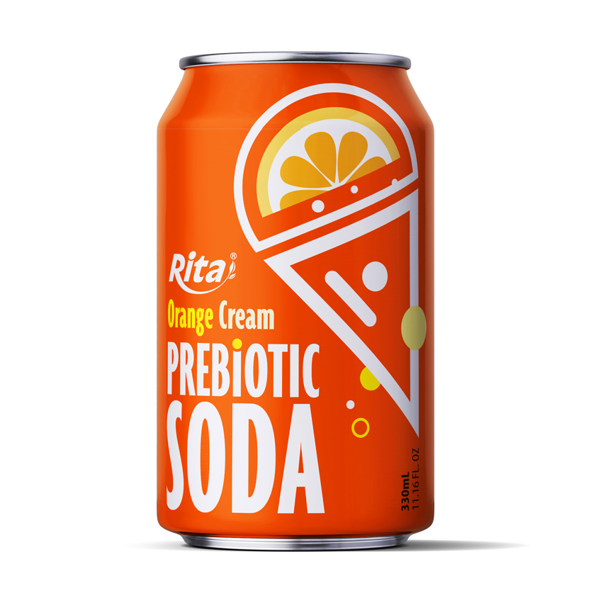 Orange Cream flavor Prebiotic Soda 330ml short can
