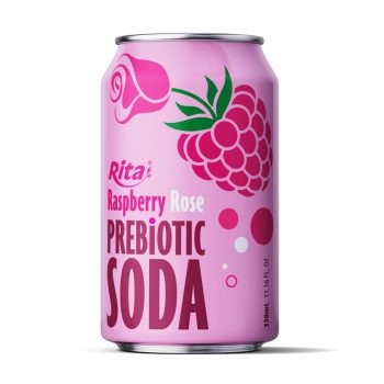 Raspberry Rose Prebiotic Soda 330ml short can