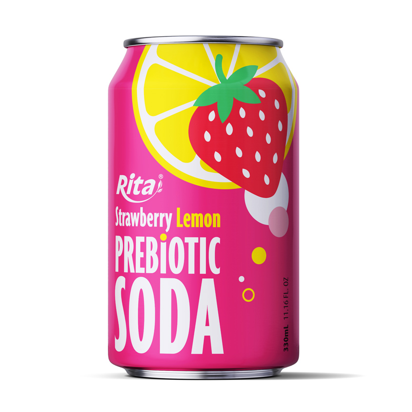 Strawberry Lemon Prebiotic Soda 330ml short can