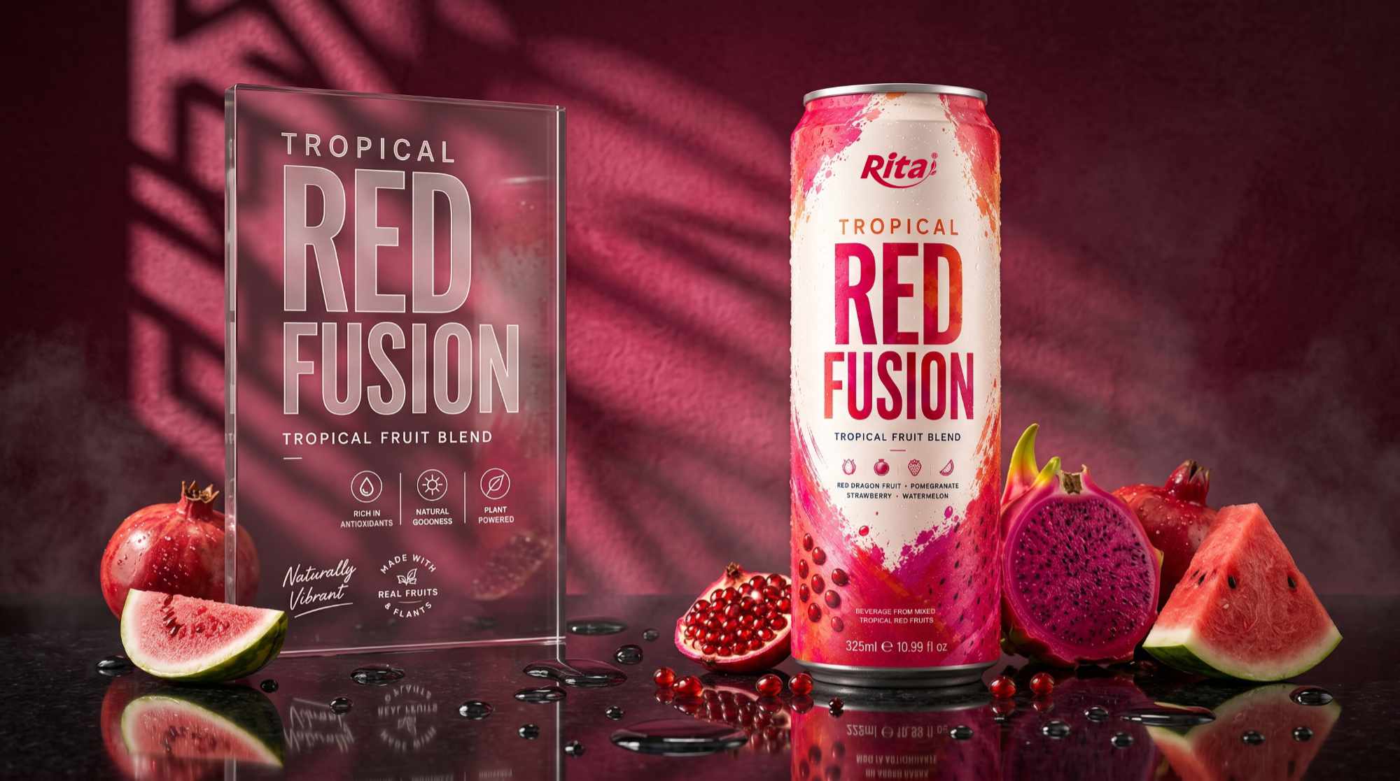 Natural Tropical Red Fusion Fruit Blend 325ml Can Poster 1