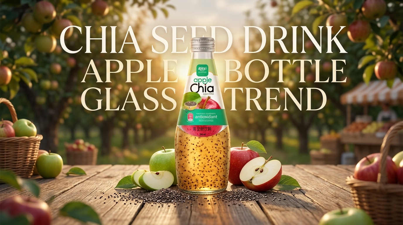CHIA SEED DRINK APPLE GLASS BOTTLE TREND