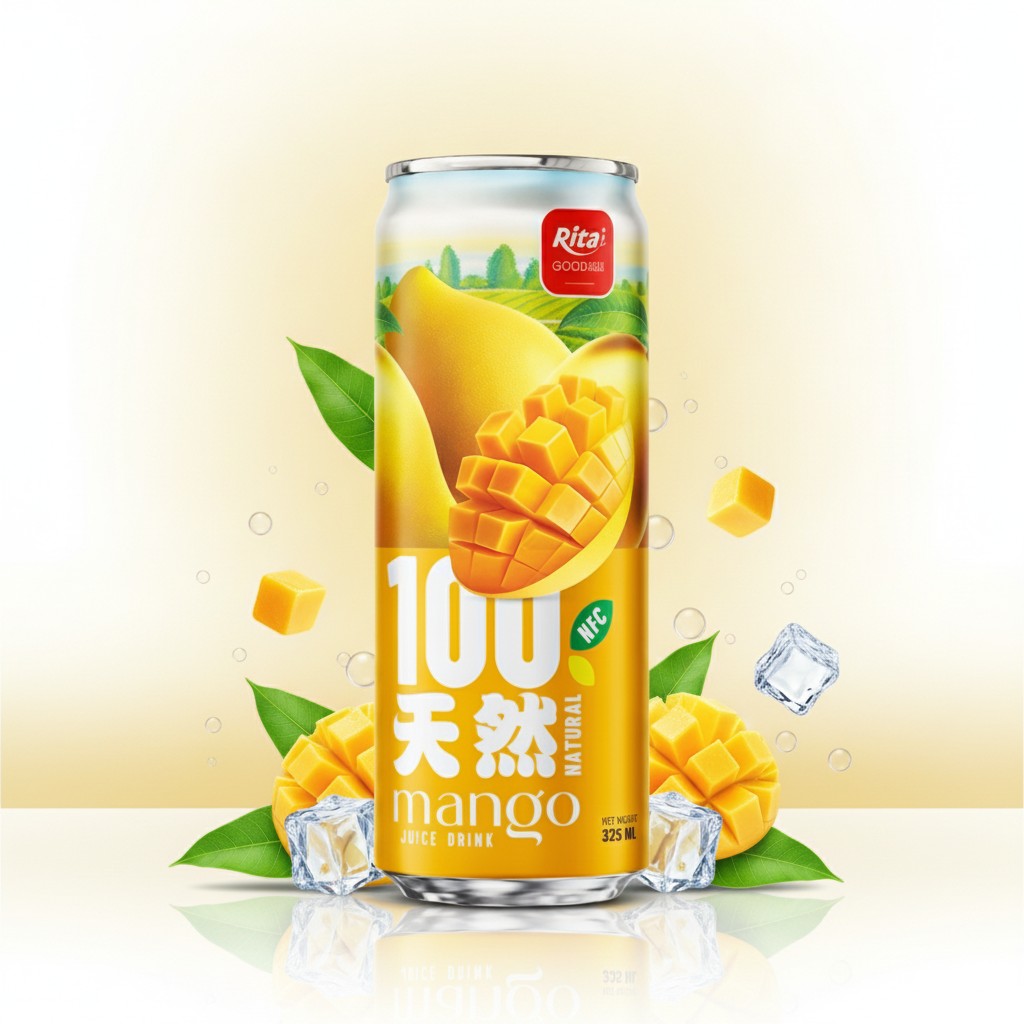 100 Natural Mango Juice Drink 325ml sleek can Poster 2