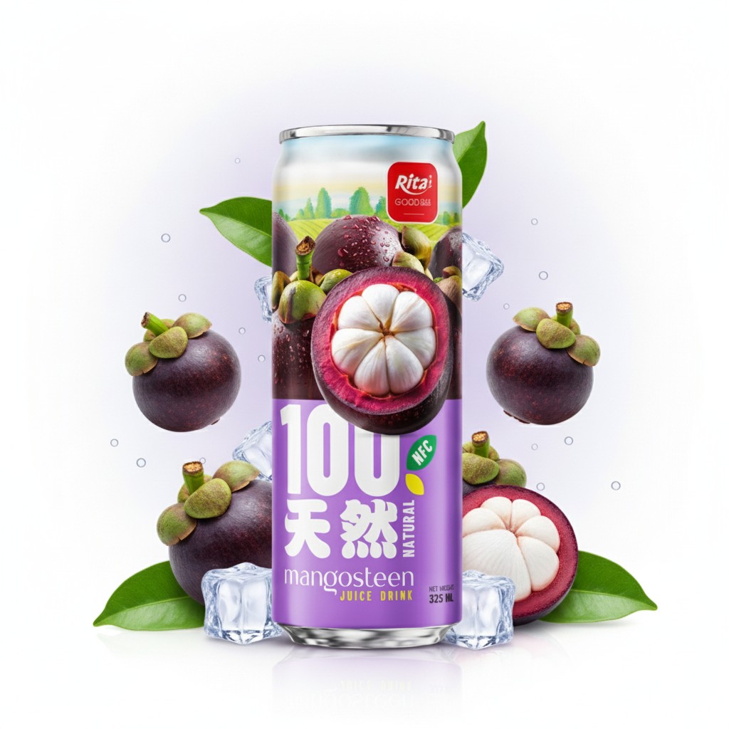 100 Natural Mangosteen Juice Drink 325ml sleek can Poster 2