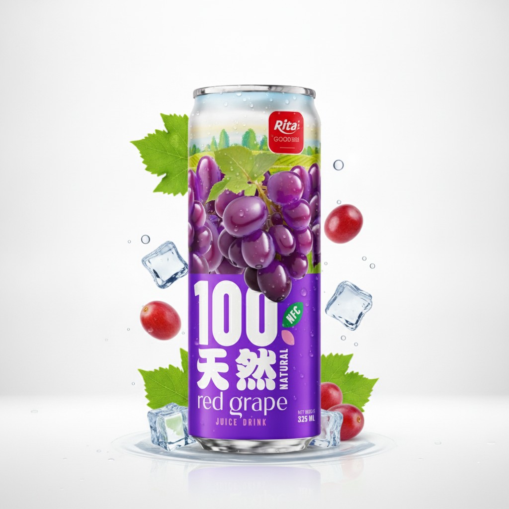 100 Natural Red Grape Juice Drink 325ml sleek can Poster 2