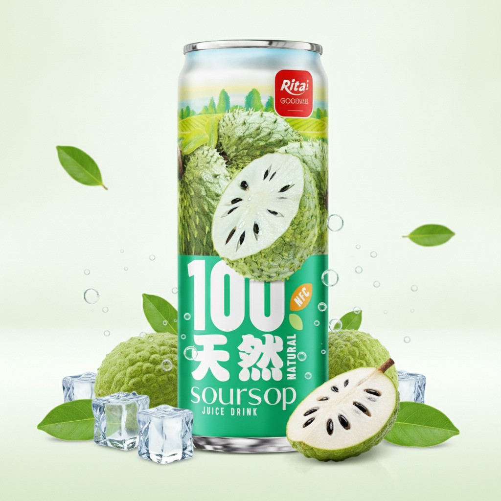 100 Natural Soursop Juice Drink 325ml sleek can Poster 2
