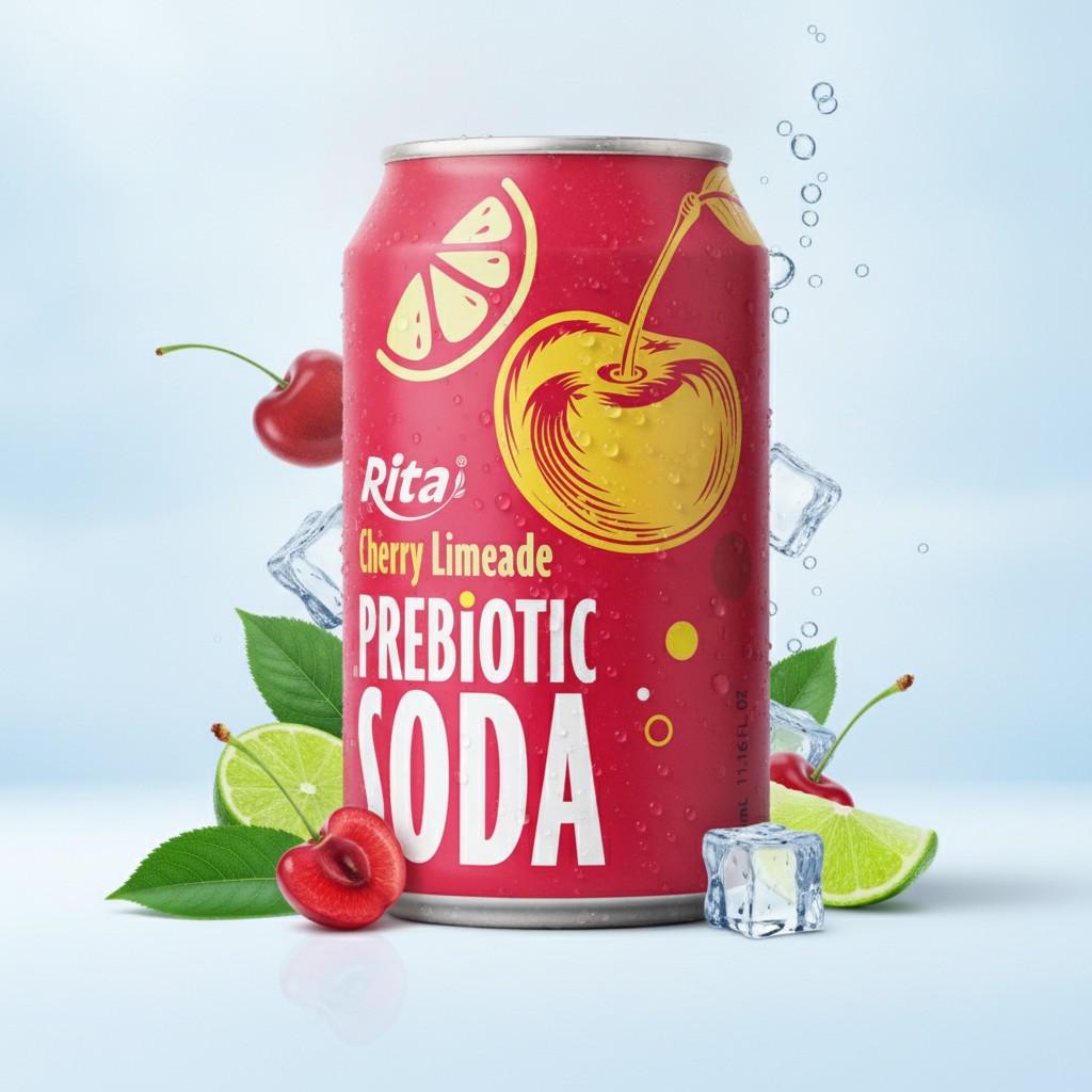Cherry Limeade Prebiotic Soda 330ml short can Poster 2