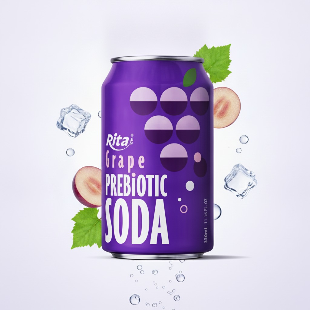 Grape Flavor Prebiotic Soda 330ml short can Poster 2