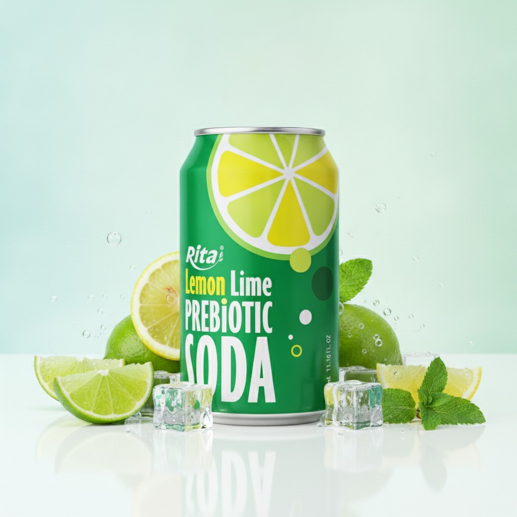 Lemon Lime Prebiotic Soda 330ml short can Poster 2