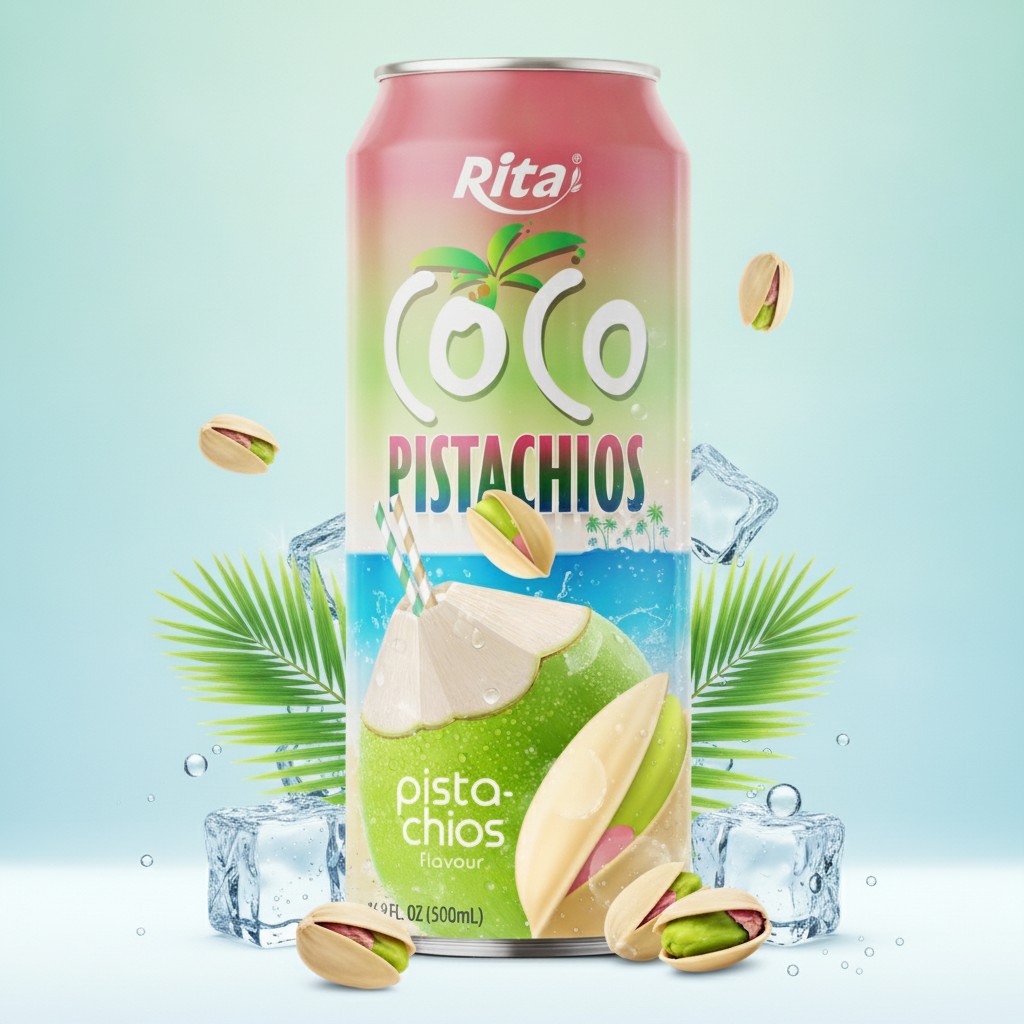 Natural Coconut Water Pistachio Drink 500ml Poster 2