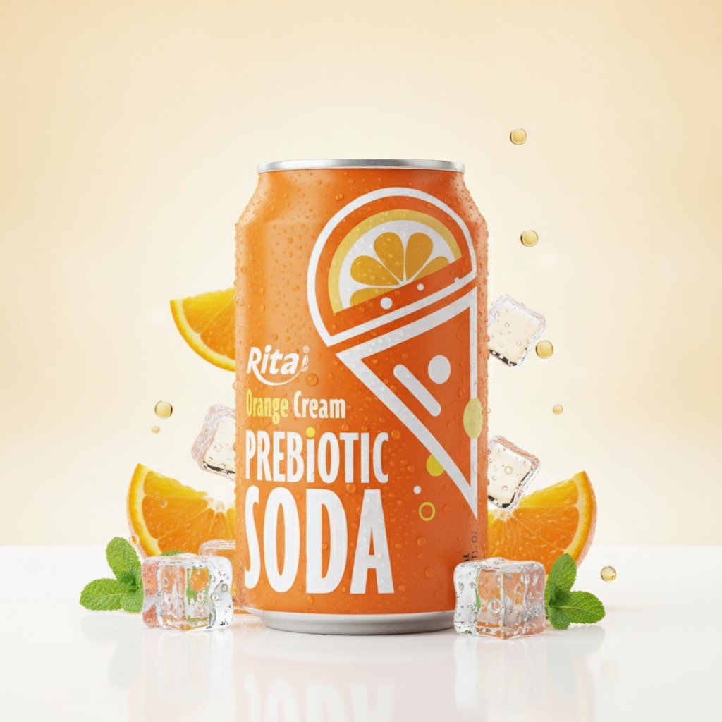 Orange Cream flavor Prebiotic Soda 330ml short can Poster 2