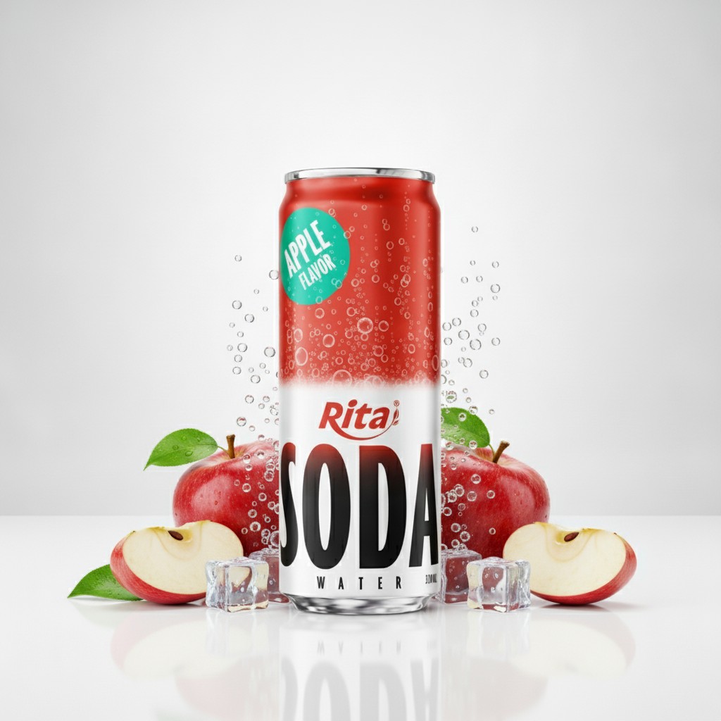 Sparkling Apple Soda Water Drink 320ml Can Poster 2