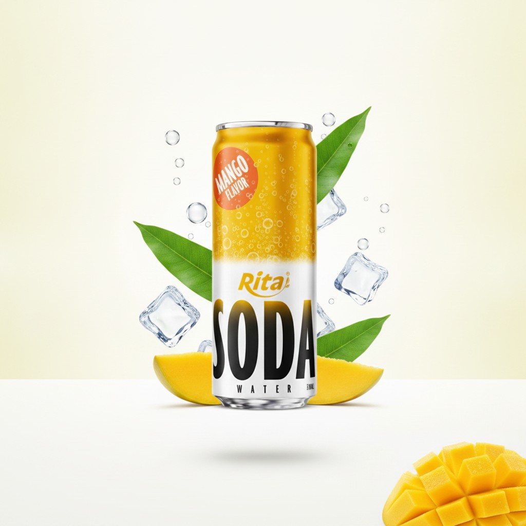 Sparkling Mango Soda Water Drink 320ml Can Poster 2