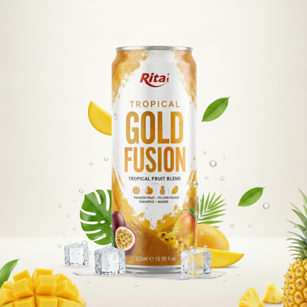 Tropical Gold Fusion fruit blend in 10.99 fl oz (325ml) cans Poster 2