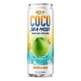 Coco Sea Moss Coconut water with sea moss Pienapple and Ginger Flavor 325ml sleek can