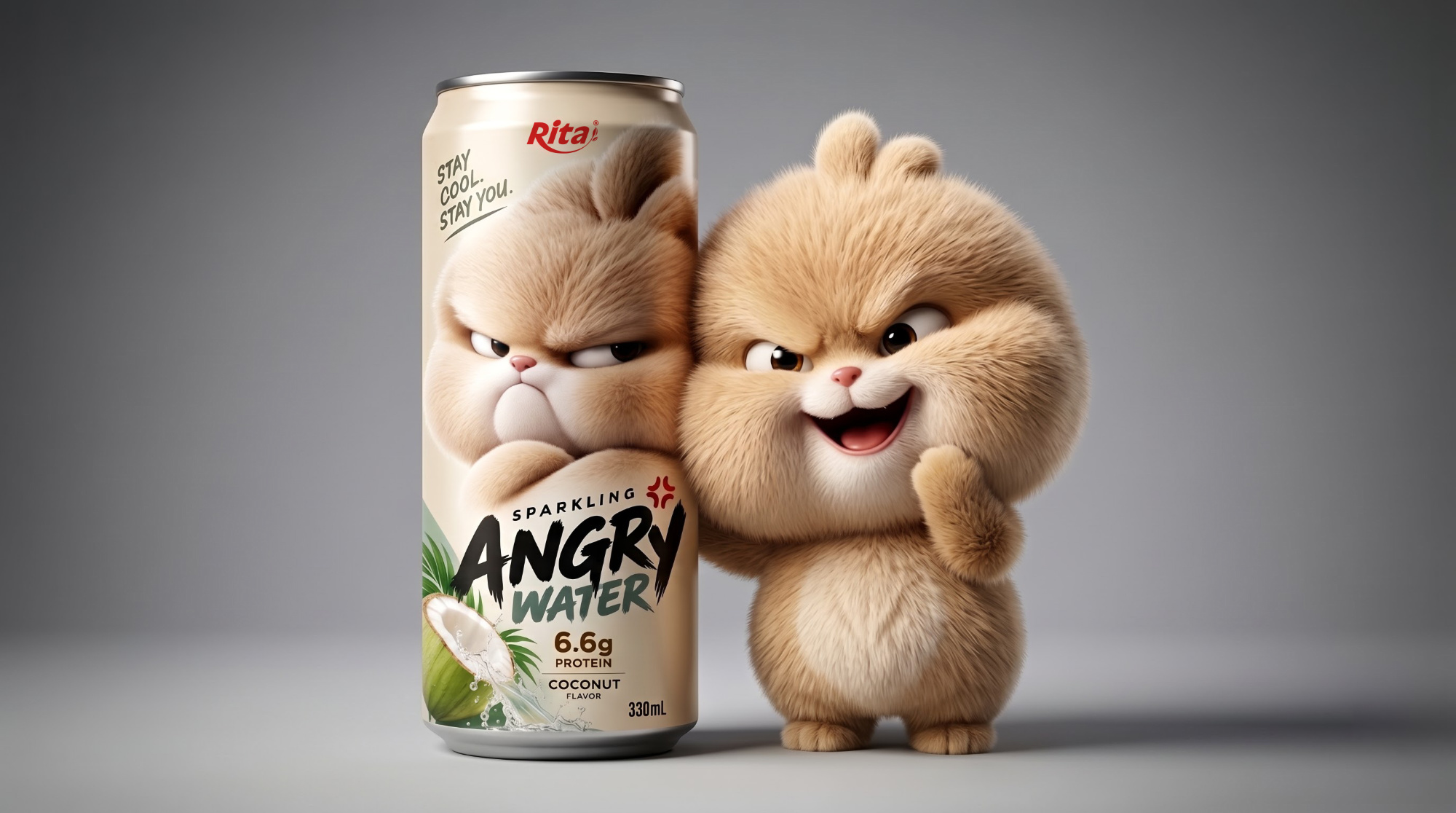Sparkling Coconut Water with Protein 330ml – Angry Water Poster 4