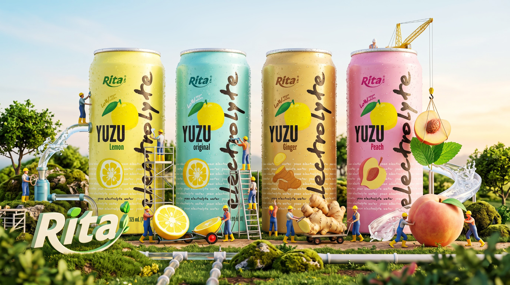 Yuzu Electrolyte Water Drink 325ml Low Sugar Hydration Beverage Poster 2