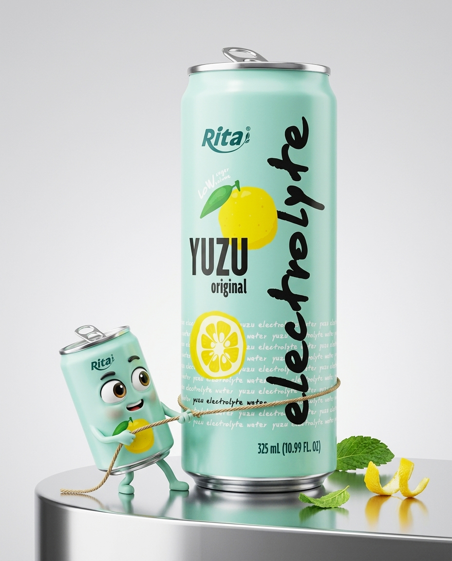 Yuzu Ginger Electrolyte Water Drink 325ml Low Sugar Hydration Beverage Poster 2